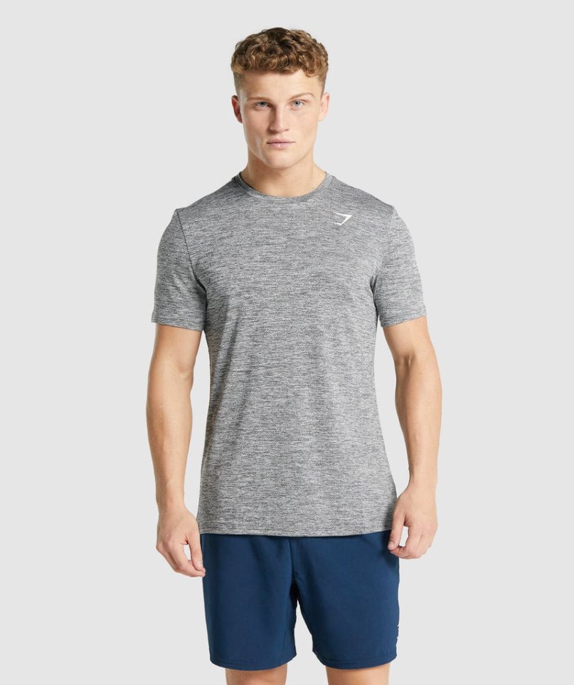 Men\'s Gymshark Arrival Marl T-Shirts Grey | NZ 3UVRJZ